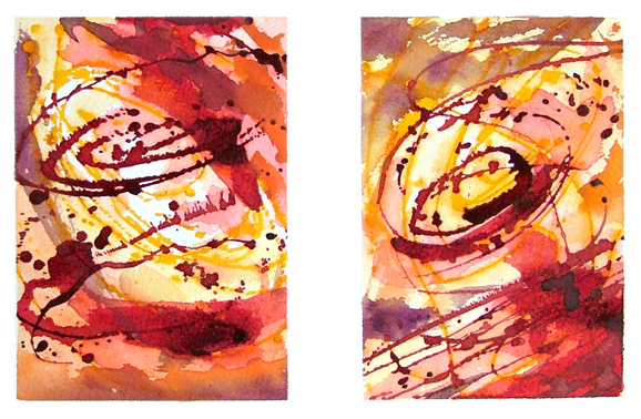 Spiral Study II, 2010, ink,  watercolour on paper (19x27cms)
